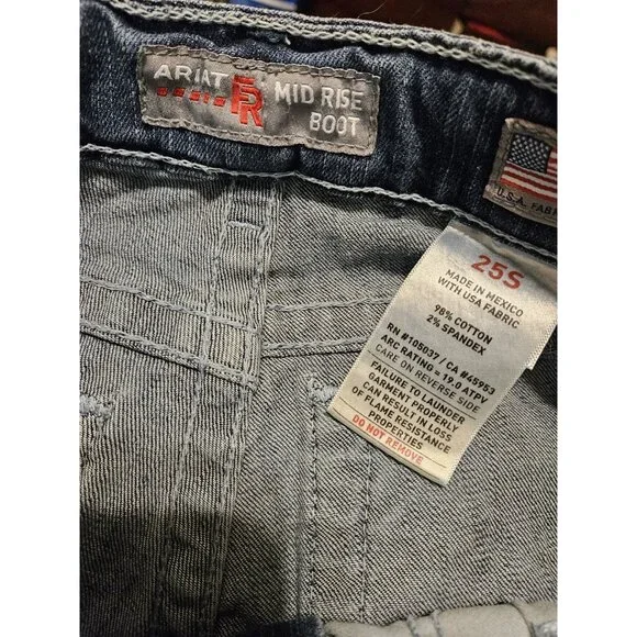 ARIAT Womens FR Mid Rise Boot Leg Jeans Size 25x30 Blue Cowgirl Workwear 25s - Picture 11 of 11